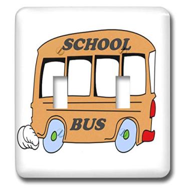 Imagem de 3dRose Lsp_38273_2 Interruptor duplo de ônibus escolar, laranja