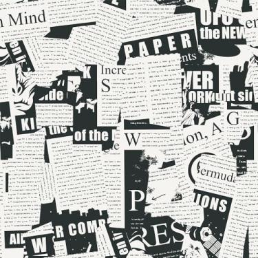 Imagem de VistaPalette Papel de parede vintage preto e branco, papel de parede autoadesivo, papel de parede, adesivo, fácil de descolar e descolar em papel de contato para alugar quarto e apartamento