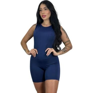 Imagem de macaquinho curto feminino short liso macacão suplex fitness - TB modas