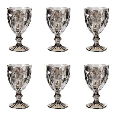 Imagem de Conjunto De Taças De Vidro Para água 6 Peças 325 Ml Diamonds Cinza Metalizado Lyor