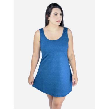 Imagem de Vestido Cantão regata Curto Casual Tribo Livre, Azul marinho, P