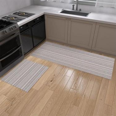 Imagem de Kit Passadeira Cozinha 1,30m X 45cm 2 Peças Tapete Capacho 45cm X 65cm