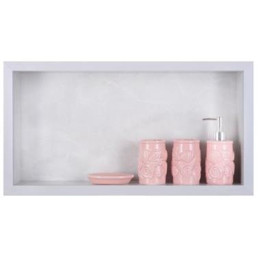 Imagem de Nicho Para Banheiro Em Porcelanato Polido Porta Shampoo Sabonete Organ