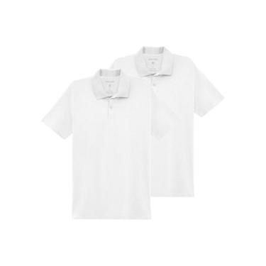 Imagem de Kit com 2 Camisetas Polo Masculina Malwee 1000004425, Branco, GG