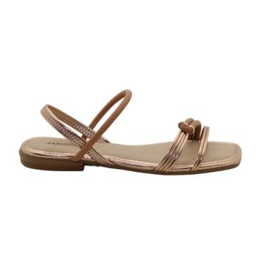 Imagem de Sandália Feminina Rasteira Metalizada Mississipi Ref:Q9983