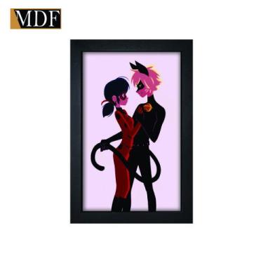 Imagem de Quadro Decorativo Moldura Pintada Gel Miraculous Ladybug 30x20 Mdf Ade