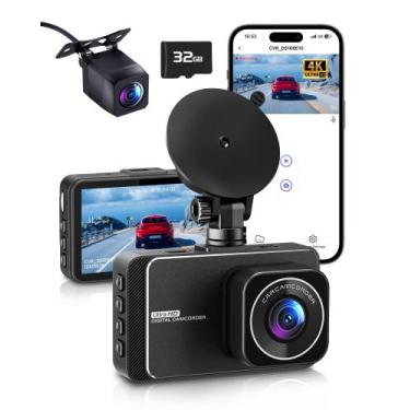 Imagem de Dash Cam DELLFY 4K+2.5K Full HD frontal e traseira com cartão de 32 GB