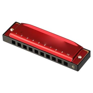 Imagem de Para Iniciantes harmônica Harmônica 10 Buracos 20 Músicas Boca Órgão Blues Deluxe Gaita Chave De C Para Iniciantes Adultos Presente Fácil De Transportar(Red)
