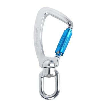 Imagem de Deevoka Mosquetão de travamento em forma de D Mosquetão com fecho giratório Mosquetão de escalada resistente para academia, caminhadas, acessório ao ar livre, Alumínio