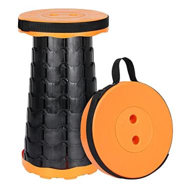 Imagem de Tevaibo banco portátil telescópico dobrável para adultos, bancos de camping, assentos dobráveis ​​dobráveis ​​atualizados com capacidade de carga de 550 libras (laranja)