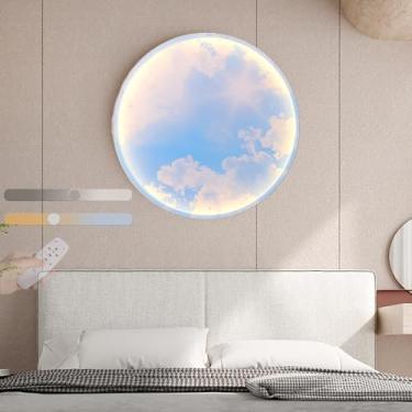 Imagem de Luminária de parede redonda com controle remoto, 3 cores, regulável, moderna, LED, iluminação noturna, para ambientes internos, montada na parede, luminária de teto, aparência, arte de pared
