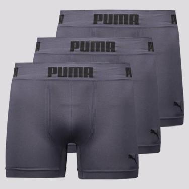 Imagem de Kit 3 Cuecas Boxer Puma Anatomic Sem Costura Cinza e Preta, P