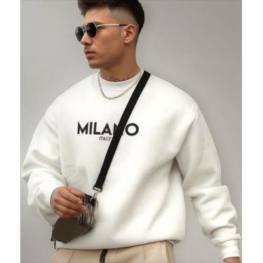 Imagem de Blusa Moletom Milano Estampado Gola Redonda Hugo Jobs, Branco, GG