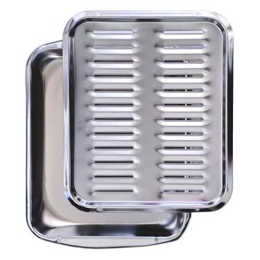 Imagem de Frigideira antiaderente para forno 40,6 cm x 30,5 cm - Assadeira para forno resiste a calor de até 287 °C - Assadeira e rack resistente que circula calor e drena gordura - prata