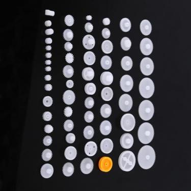Imagem de Kits de Engrenagens, 80 Peças de Plástico, Polia, Correia, Coroa, Conjunto de Engrenagens, Kits de Minhocas, robô, Motor de Carro, Brinquedo, Faça você Mesmo, (64 tipos de kit de