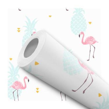 Imagem de Papel De Parede Vinílico Flamingo Rosa Cozinha e Quarto 10m - Bazar do