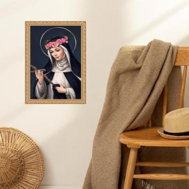 Imagem de Quadro Moldura Dourada Santa Rita De Cássia 33x24cm - Quadros On-line,