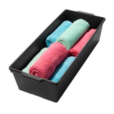 Imagem de madesmart Cesto grande e clássico – Granito | Coleção clássica | 42 cm x 17 cm | Resistente | Organizador de armazenamento multiuso | Forro antiderrapante e pés de borracha | Sem BPA