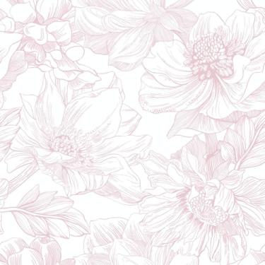 Imagem de Ismoon Papel de parede floral grande boho branco/rosa papel de contato 17,3 x 6,15 m removível autoadesivo armário quarto mural decoração parede rolo de vinil