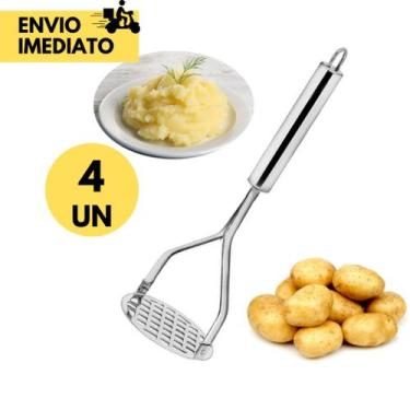 Imagem de Kit 4 Amassador de Batatas e Legumes Ou 2 Pç em Inox Ideal para Purês 