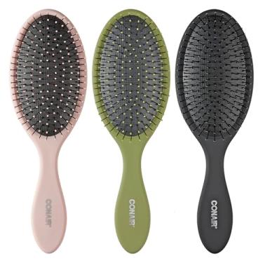 Imagem de Conair Escova de cabelo desembaraçadora pacote com 3 - para cabelos molhados e secos - escova de cabelo cacheada - escovas de cabelo para mulheres - Perene, rosa blush, preto sortido