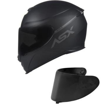 Imagem de Capacete ASX Eagle Solid Preto Fosco Mais Viseira Fumê, 58