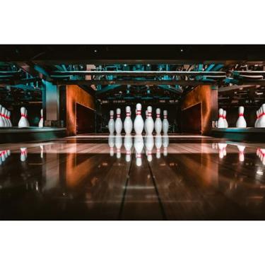 Imagem de Pano de fundo de boliche Let's Strike Up Some Fun Photography Background Bowling Birthday Party Backdrop Decor Indoor Bowling Club Pano de fundo esportivo para crianças adultos estúdio fotográfico