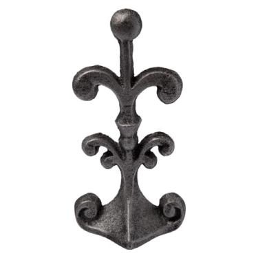 Imagem de Batente de porta de ferro fundido Fleur De Lis | Cunha decorativa para porta | com fundo de feltro acolchoado anti-arranhões | Design vintage antigo | Sólido e resistente | 10 x 9 x 19,7 cm | Prata