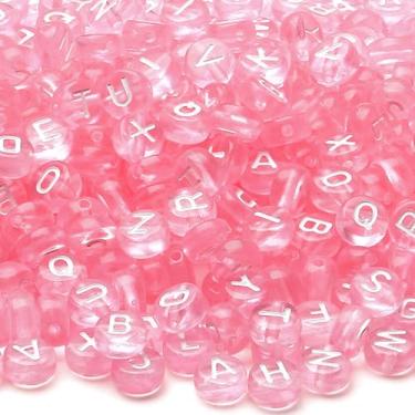 Imagem de XIANNVXI Miçangas de letras rosa, 1500 peças, contas do alfabeto para pulseiras da amizade, brinco de colar, fabricação de joias, 4 x 7 mm, contas de letras redondas mistas