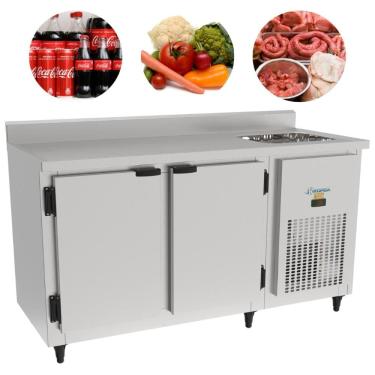 Imagem de Balcão De Serviço Com Pia Inox 2 Portas Refrigerador 1,50m KBSP-150DP Kofisa