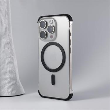 Imagem de VFDHN Capa ultrafina sem bordas magnética sem fio com carregamento fosco para iPhone 16 Plus 12 13 14 15 Pro Max, capa fina sem moldura, WB CX preta, para iPhone 14