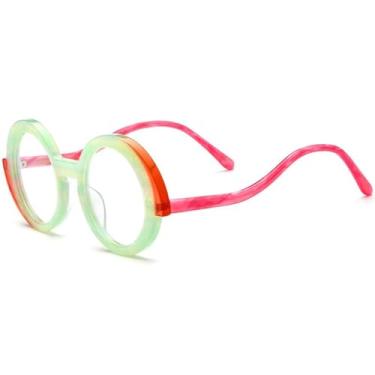 Imagem de Armação de óculos de acetato feminino oversize grande tamanho redondo óculos feitos à mão óculos (9354 verde)