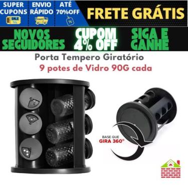 Imagem de Porta Tempero Condimentos Giratório com 9 potes de Vidro 90G cada - Be