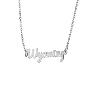 Imagem de Colar com texto de Wyoming da Fan Frenzy cor prata