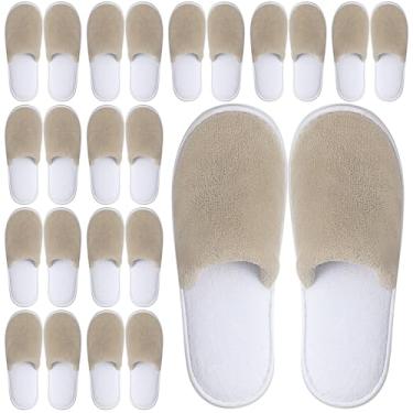 Imagem de Extrapins 12 pares de chinelos descartáveis, chinelos de spa cinza fechados, antiderrapante, chinelos de lã coral macio para mulheres e homens, chinelos de casa confortáveis a granel para hóspedes