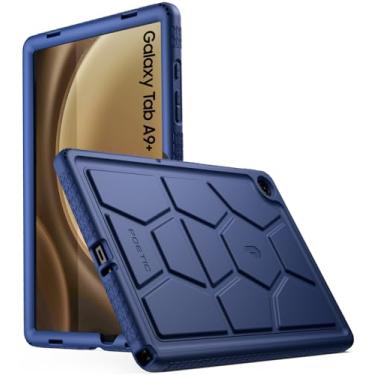 Imagem de Poetic Capa TurtleSkin projetada para Samsung Galaxy Tab A9+ Plus 11 polegadas 2023, capa de silicone resistente à prova de choque resistente para crianças, proteção contra quedas, azul marinho