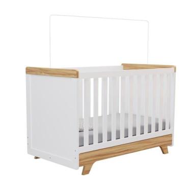 Imagem de Berço Infantil Retrô - Moveis Peroba - Peroba Móveis, Amendoa/Branco 