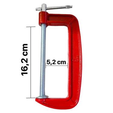 Imagem de Grampo Sargento Tipo C 2 - 6 Polegadas Marcenaria 70mm - 200mm Aço Met