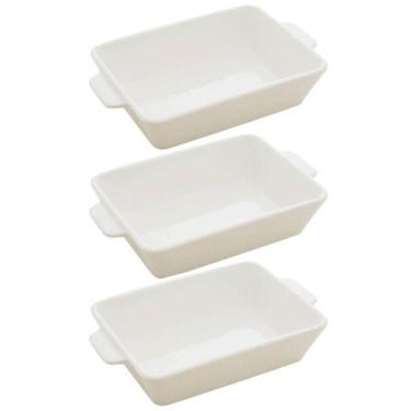 Imagem de Kit 3 Travessas de Porcelana Branca 23,5x15cm Refratários co - Lyor