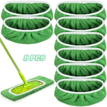 Imagem de Nuogo Pacote com 8 refis reutilizáveis de esfregão úmido, compatível com esfregões Swiffer Sweeper, limpeza doméstica, laváveis, esfregões para uso molhado e seco (esfregão não incluído)