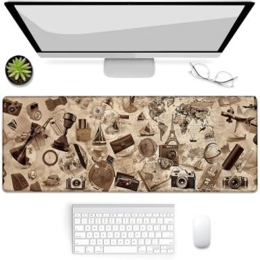 Imagem de VANZEV Mouse pad vintage para jogos de viagem, tapete de mouse, tapete de mesa, base de borracha antiderrapante para computadores, laptop, escritório, escola, acessórios para casa, presentes 80 x 30