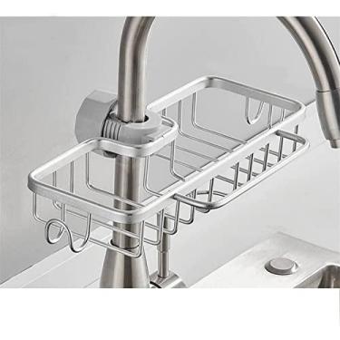 Imagem de Pia de cozinha Caddy máquina de lavar louças suporte de esponja organizador torneira de aço inoxidável suporte de esponja suporte de caixa de sabão, lava-louças organizador Caddy esponja escova