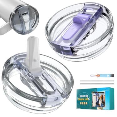 Imagem de Tampa flip de canudo de 1,134 g para Stanley H2.0 Quencher, 2 pacotes de substituição de tampa à prova de vazamento para Stanley 1,134 g, tampas sem derramamento compatíveis para viagens | Livre de