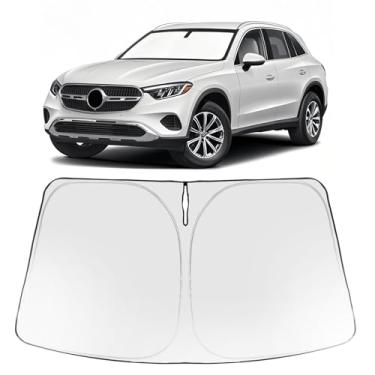 Imagem de Proadsy Protetor solar para para-brisa 2025 com ajuste personalizado Mercedes-Benz GLC 2023-2025 protetor solar frontal dobrável blocos de viseira de sol raios UV mantêm acessórios de refrigerador de