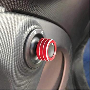 Imagem de SHIFENG Adesivo de anel de acabamento de botão de ajuste de espelho retrovisor de alumínio para Mercedes-benz New 453 Smart fortwo forfour acessórios (vermelho)