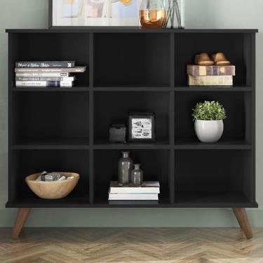 Imagem de Estante para Livros 9 Nichos Preto/Retro 1478 - Qmovi, Preto, Retro
