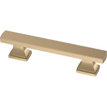 Imagem de FRANKLIN BRASS Pés em camadas (pacote com 10) Alças de armário com orifício central de 7,6 cm | Puxadores de cozinha bronze champanhe para cômoda, gavetas | Hardware P49572C-CZ-B