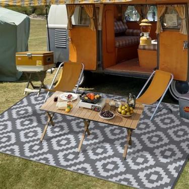 Imagem de dainslef Tapete de palha de plástico para uso ao ar livre, 12,3 x 20,3 cm, reversível, impermeável, moderno, pátio, tapete leve, para varanda, quintal, acampamento, piquenique, trailer, piscina, deque