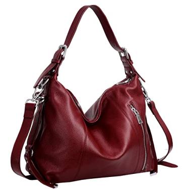 Imagem de HESHE Bolsas de couro para mulheres bolsas de ombro Hobo Bolsas femininas Tote Top Handle Bags Bolsa transversal, Vinho, (L)14.96*(H)11.81*(W)4.72in