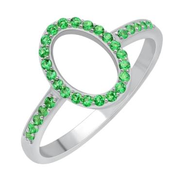 Imagem de GOURIK Anel de esmeralda oval banhado a ouro branco tamanho 8 para mulheres - Pedra do mês de nascimento de maio, ajuste confortável, não mancha, anel resistente - joias de casamento leves presentes